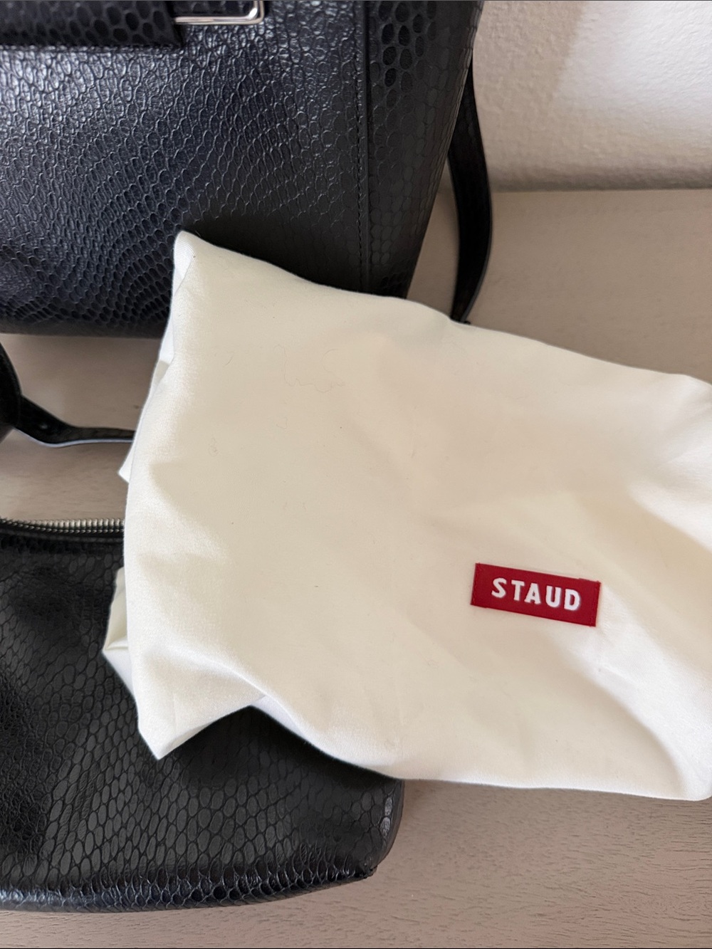 STAUD Black Snake Textured Square-Handle Crossbody - Picture 11 of 13